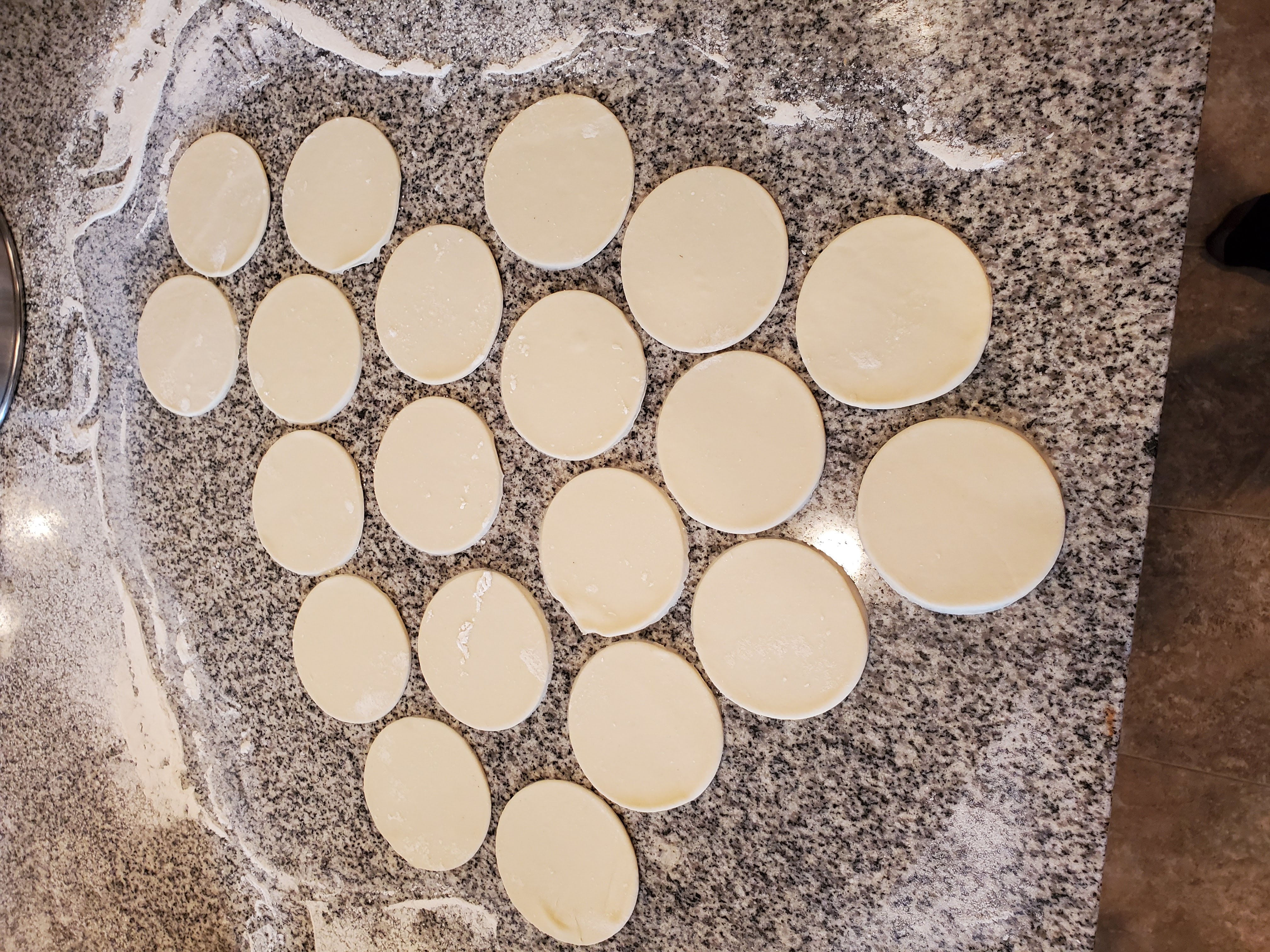 Cut pierogi dough